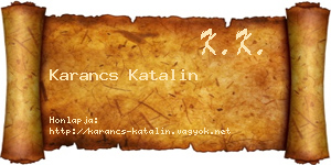 Karancs Katalin névjegykártya